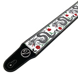 The Jimmy Page Dragon Suit Guitar Strap in White - Vtar Vegan Guitar Straps