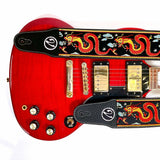 The Jimmy Page Dragon Suit Guitar Strap in Black - Vtar Vegan Guitar Straps