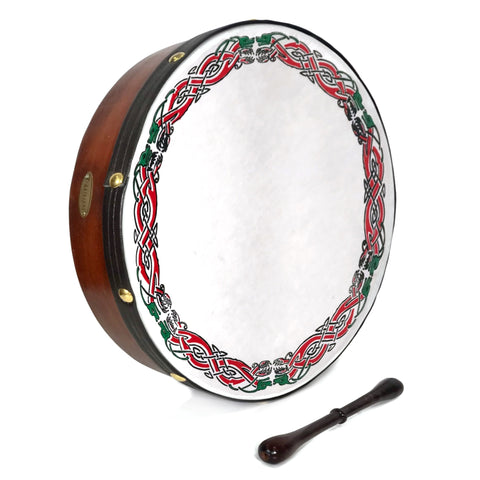 Handmade Dannan 16" Vegan Bodhran Hand Drum - Celtic Beast Knot