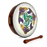 Handmade Dannan 10" Vegan Bodhran Hand Drum - The Salmon of Knowledge Bodhrán