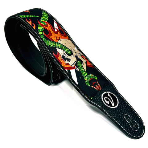 The Snake and Skull Guitar Strap - Vtar Vegan Guitar Strap