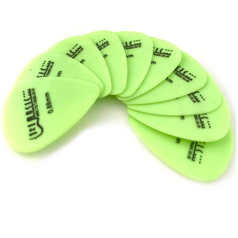 10 x Green Plectrums 0.88mm gauge