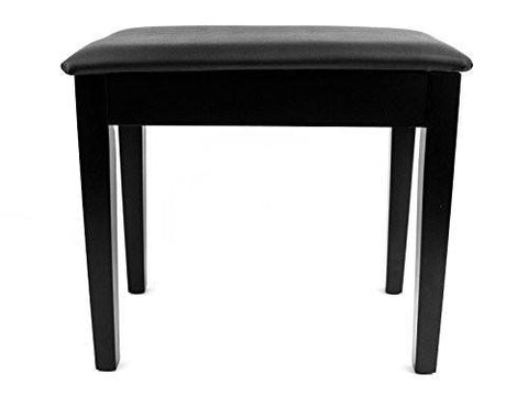 Prelude Black Piano Stool Fixed Height with Storage and Black Vinyl Top Satin Black - 1to1 Music