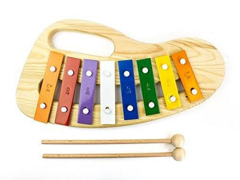 ProKussion Children's Toy 8 Key Wooden Colourful Xylophone with Beaters - 1to1 Music