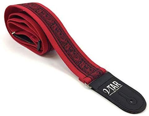 Handmade Irish Celtic Hemp Guitar Strap by VTAR, Vegan Bass, Acoustic, Electric (Red Hemp) - 1to1 Music