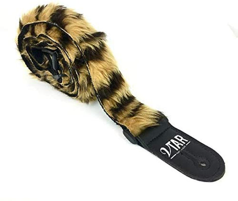 VTAR Vegan Faux Fur Guitar Straps Acoustic, Electric, Bass (Tiger)