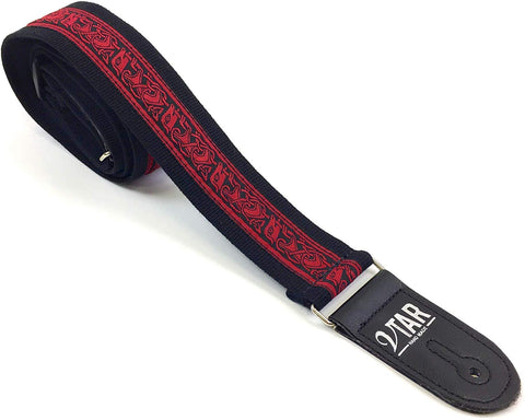 Handmade Irish Celtic Hemp Guitar Strap by VTAR, Vegan Bass, Acoustic, Electric (Black Hemp) - 1to1 Music