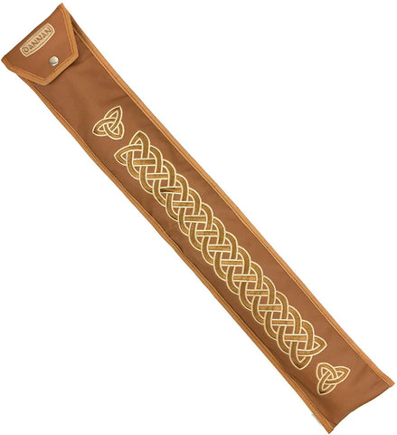 Low D Flute Whistle Case/Sleeve by Dannan in Brown Vegan Leather with Traditional Celtic Embroidery 4"x 24”