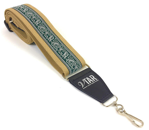 Handmade Irish Celtic Beast Hemp Banjo Strap by VTAR, Vegan Materials Beige Hemp - 1to1 Music