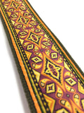 Handmade 60s 70s Magic Carpet Hendrix Guitar Strap by VTAR, Made with Vegan Leather. For Acoustic, Bass and Electric