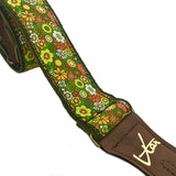 Guitar Strap - Vegan Green Floral Cotton Hemp Strap by Vtar