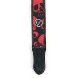Guitar Strap -Vegan Padded Red Skull Print by Vtar