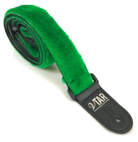 GREEN VTAR VEGAN FAUX FUR GUITAR STRAPS ACOUSTIC, ELECTRIC, BASS (UK MADE)