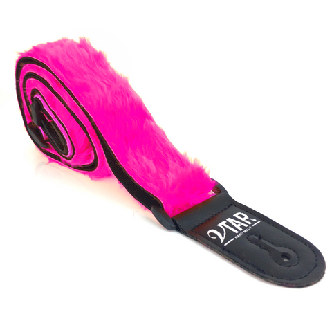 PINK VTAR VEGAN FAUX FUR GUITAR STRAPS ACOUSTIC, ELECTRIC, BASS (UK MADE)