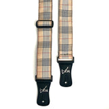 Vtar Vegan Guitar Strap, Electric Acoustic Bass - Beige Tartan