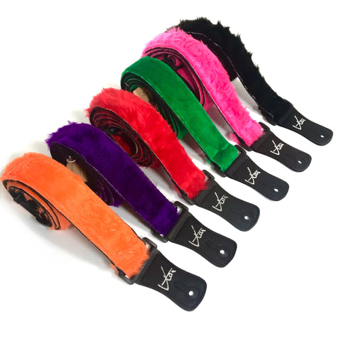 Colourful Vtar Vegan Faux Fur Guitar Straps Acoustic, Electric, Bass (UK Made)