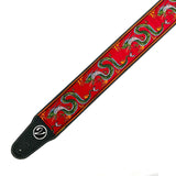 The Jimmy Page Dragon Suit Guitar Strap in Red - Vtar Vegan Guitar Straps