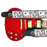 The Jimmy Page Dragon Suit Guitar Strap in White - Vtar Vegan Guitar Straps