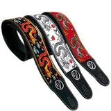 The Jimmy Page Dragon Suit Guitar Strap in White - Vtar Vegan Guitar Straps