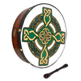 Handmade Dannan 16" Vegan Bodhran Hand Drum - Carndonagh Cross