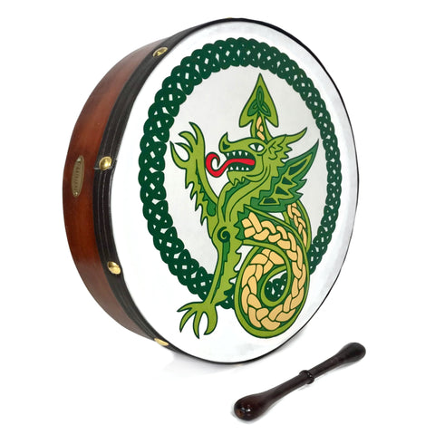 Handmade Dannan 16" Vegan Bodhran Hand Drum - Arach Dragon