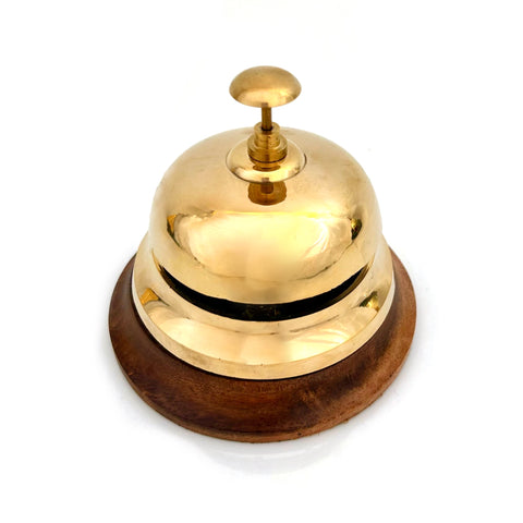 Bell With Base The Ventiano Brass Desk Bell with Wooden Base for Reception Call Bell ...