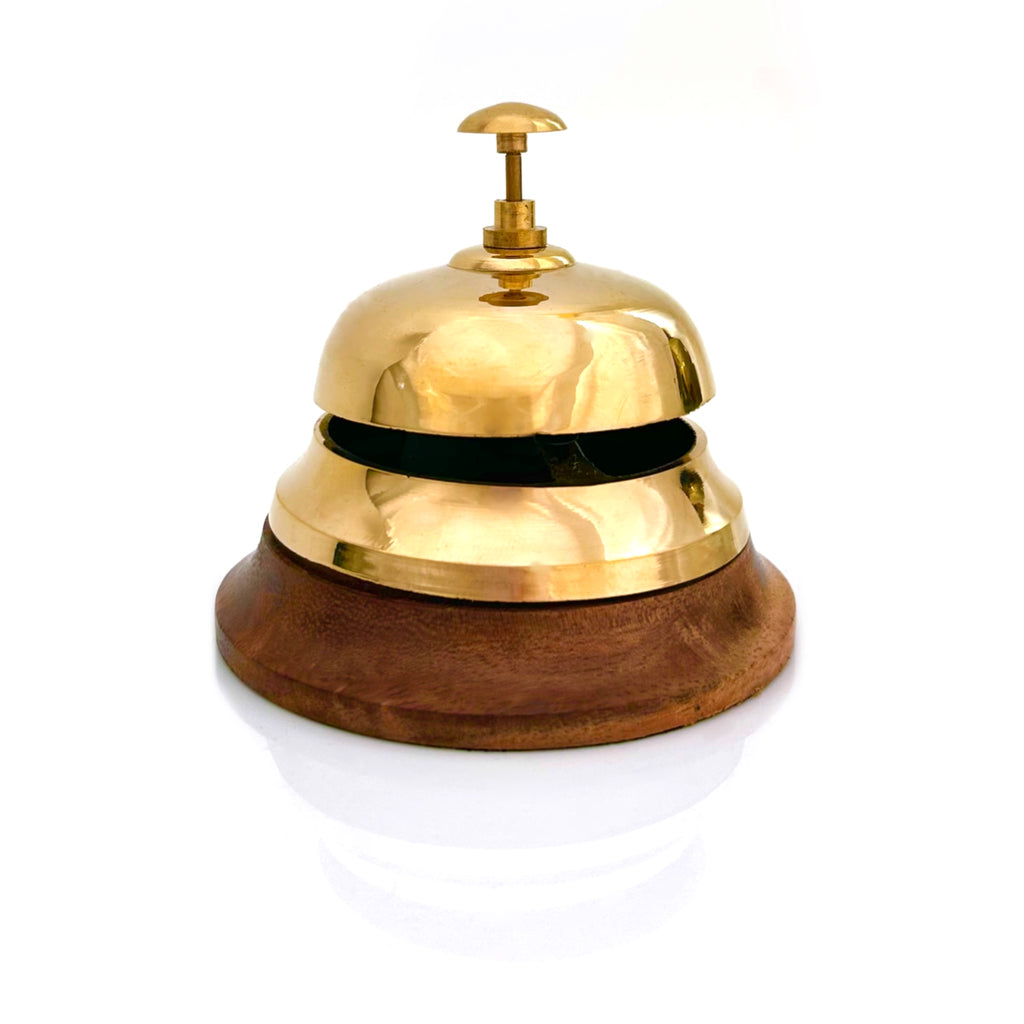 Bell With Base The Ventiano Brass Desk Bell with Wooden Base for Reception Call Bell ...