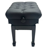 GLISSANDO Hydrolic (gas lift) Piano Stool, Black Vinyl Top, Satin Black