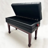 Concerto Duet Polished White Cushioned Leatherette Piano Stool Bench - Adjustable with Self Storage