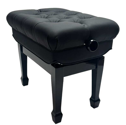 GLISSANDO Hydrolic (gas lift) Piano Stool, Black Vinyl Top, Satin Black