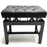 MARCATO - High Quality Concert Piano Stool, Black Leatherette Deep Button Top, Glued Leg Construction, Polished Ebony