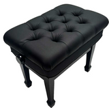 GLISSANDO Hydrolic (gas lift) Piano Stool, Black Vinyl Top, Satin Black