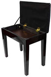 Piano Stool,"PRELUDE" Bench with Book Storage, Polished Ebony