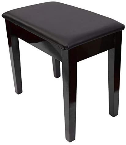 Piano Stool,"PRELUDE" Bench with Book Storage, Polished Ebony