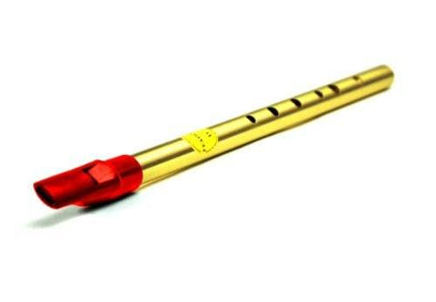 Feadog Brass Irish Penny Whistle with Red Top (Box of 10) - Key of D - 1to1 Music