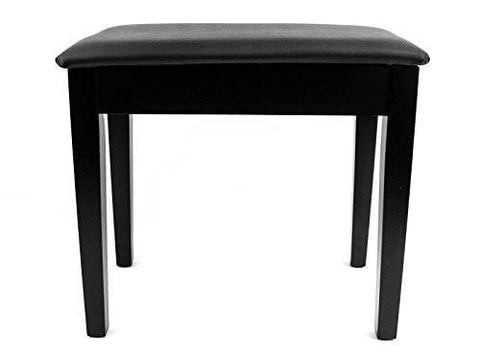 Prelude Black Piano Stool Fixed Height with Storage and Black Vinyl Top Satin Black - 1to1 Music