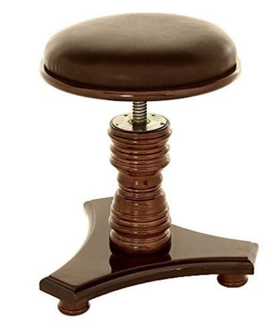 Round Seat Piano Stool with Premium Padding and Adjustable Height - Polished Walnut - 1to1 Music