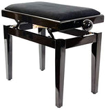 Adjustable Piano Stool, "LEGATO" Bench with Black Draylon Top, Polished Ebony