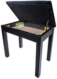 PRELUDE Piano Stool with Book Storage, Satin Black