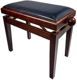 Adjustable Piano Stool , "LEGATO" Bench with Black Velvet Top, Satin Walnut