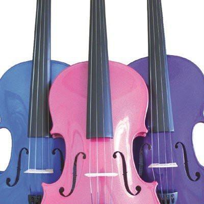 Rainbow Fantasia Coloured Student Violin Outfit, SIZE 1/4, Blue - 1to1 Music