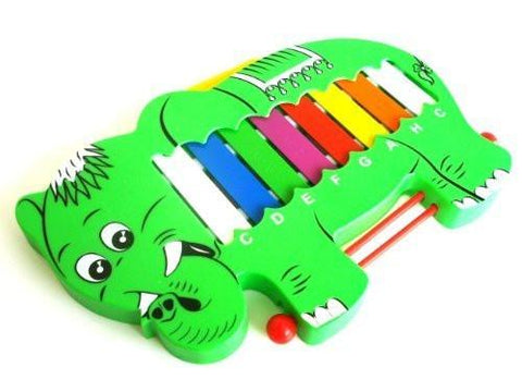 ProKussion GrElepV Green Elephant Design Toy Musical Instrument Xylophone Glockenspiel with Beaters - 1to1 Music