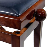 Adjustable Piano Stool, "LEGATO" Bench with Black Velvet Top - Polished Walnut