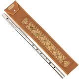 Low D Flute Whistle Case/Sleeve by Dannan in Brown Vegan Leather with Traditional Celtic Embroidery 4"x 24”