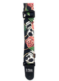 Vtar Vegan Skull + Rose Guitar Strap ELECTRIC ACOUSTIC BASS + 6 Picks - 1to1 Music