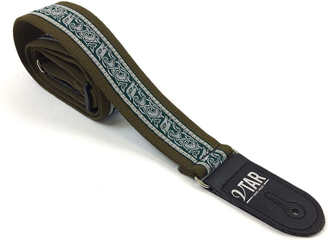 Handmade Irish Celtic Hemp Guitar Strap by VTAR, Vegan Bass, Acoustic, Electric (Green Hemp) - 1to1 Music