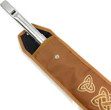Handmade Irish Large Whistle Case/Sleeve by Dannan in Brown Vegan Leather with Traditional Celtic Embroidery 4"x 24”