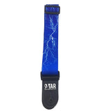 Vtar Vegan Lightning Bolt Electric Blue Guitar Strap With 6 Free Plectrums - UK Made - 1to1 Music