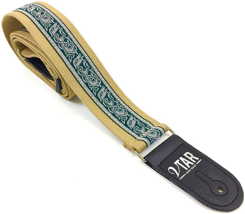 Handmade Irish Celtic Hemp Guitar Strap by VTAR, Vegan Bass, Acoustic, Electric (Beige Hemp) - 1to1 Music