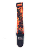 Vtar Vegan Dragon Flame Orange Guitar Strap ELECTRIC ACOUSTIC BASS + 6 Picks - 1to1 Music